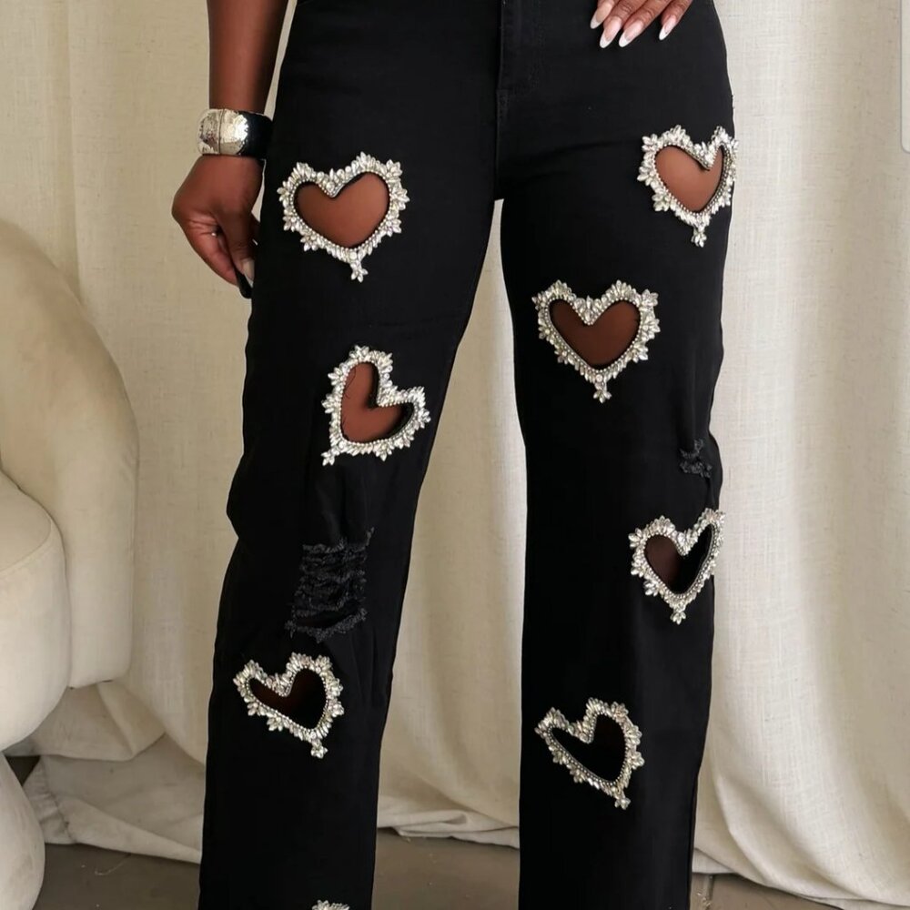 Super cute Heart jeans Medium